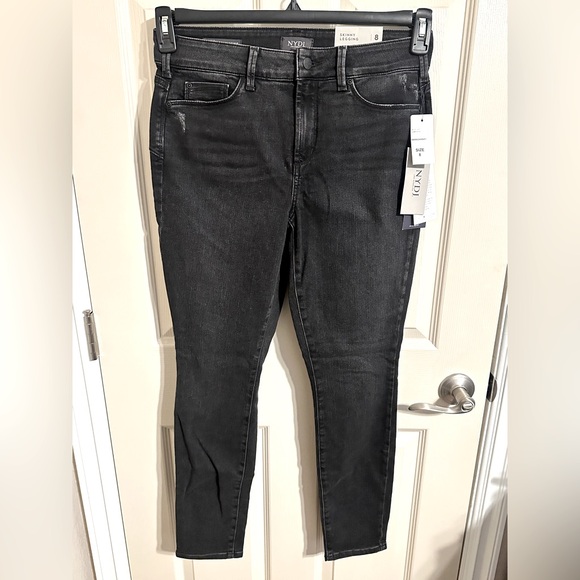 NYDJ Women's Black Campaign Ami Distressed Slim Skinny Legging Jeans Sz 8 NWT